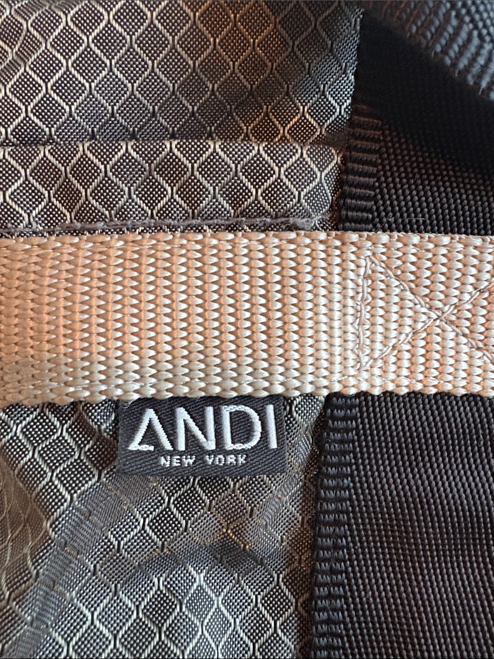 ANDI New York convertible tote bag in a gray grid pattern. - Picture 3 of 12